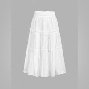 SHEIN Tween Girl Three Layers Patchwork Ruffle Hem Skirt